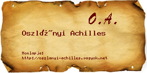 Oszlányi Achilles névjegykártya